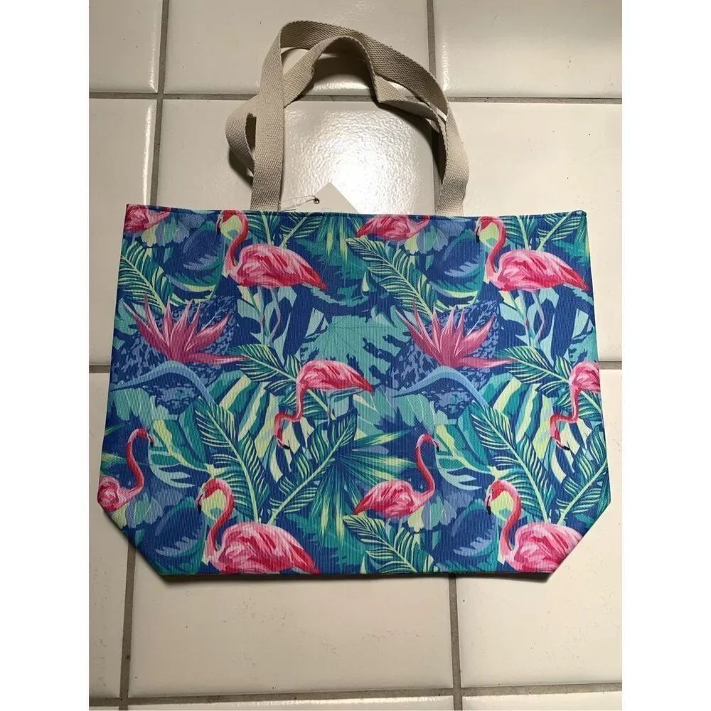 Beach Multi Tote Bag #flamingo #palm fronds
